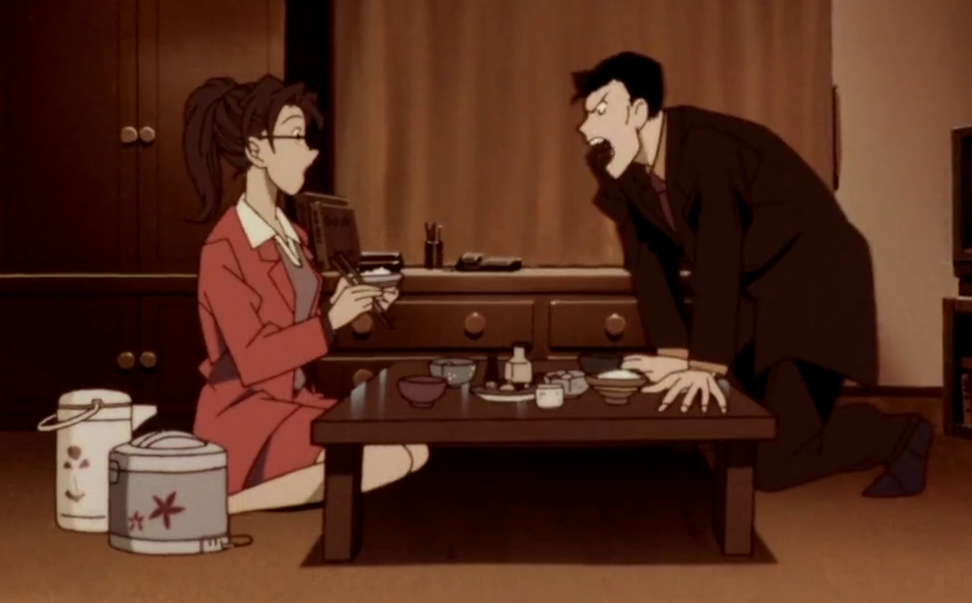 Kogoro and Eri argue over the dinner table