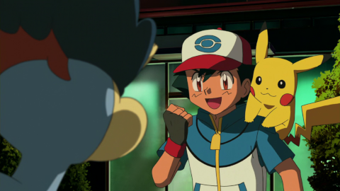 Ash gives Keldeo a pep talk.