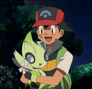Celebi in a cute little cast.