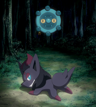 Zorua smirks as it is revealed that it and the Bronzor tricked Kodai